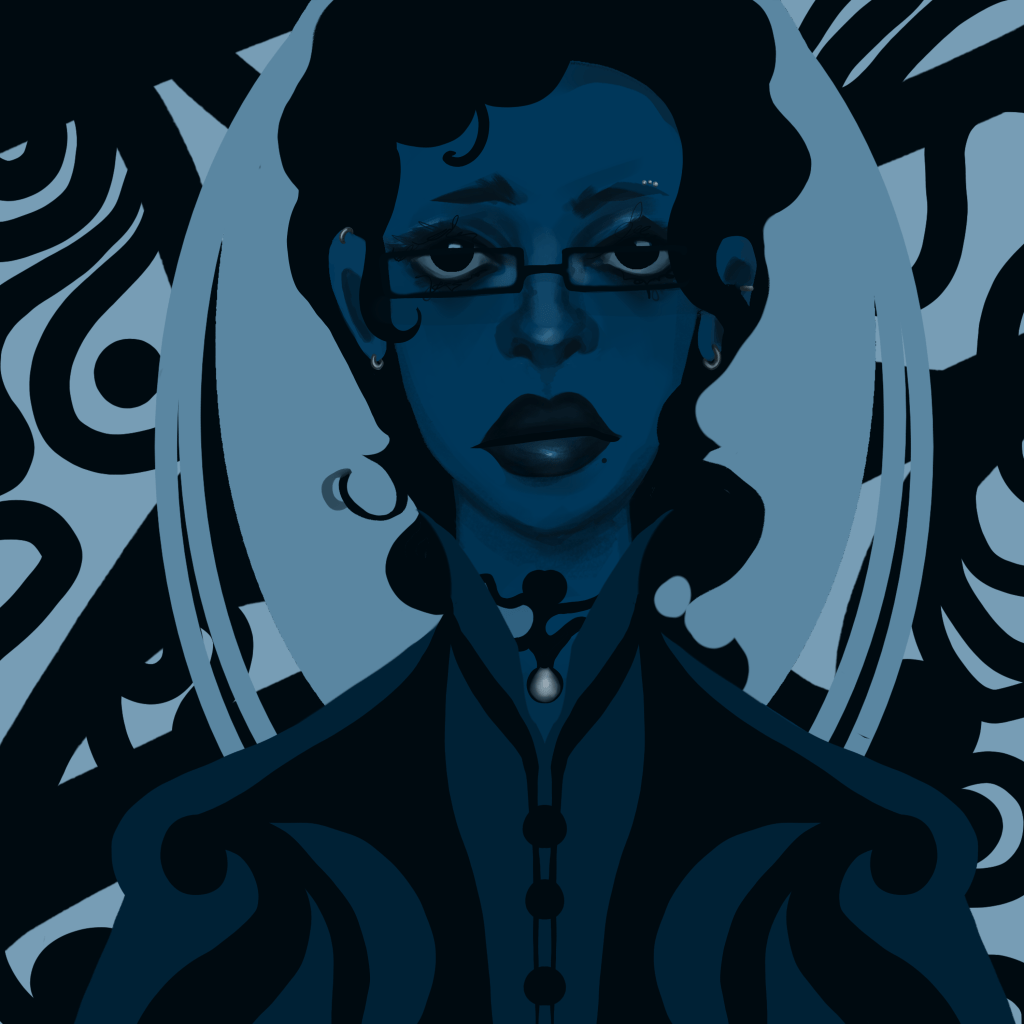 Custom character commission (blue woman) a portrait drawing by amaleiiii